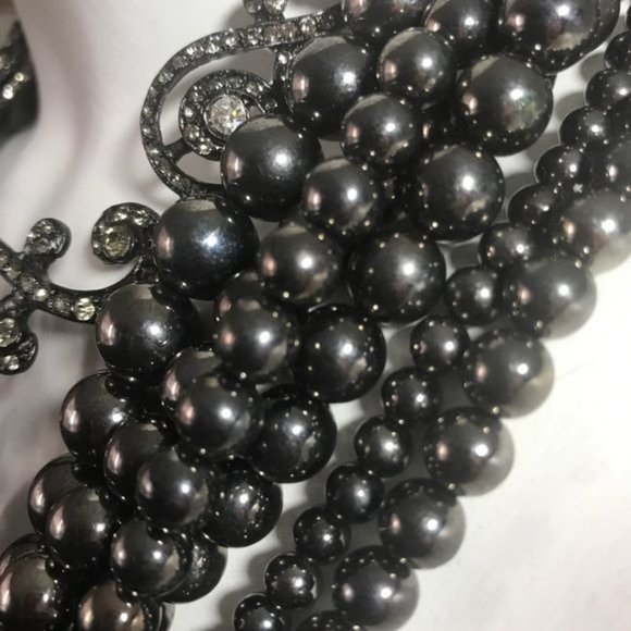 Gunmetal & Crystal Statement Necklace - Picture 4 of 6